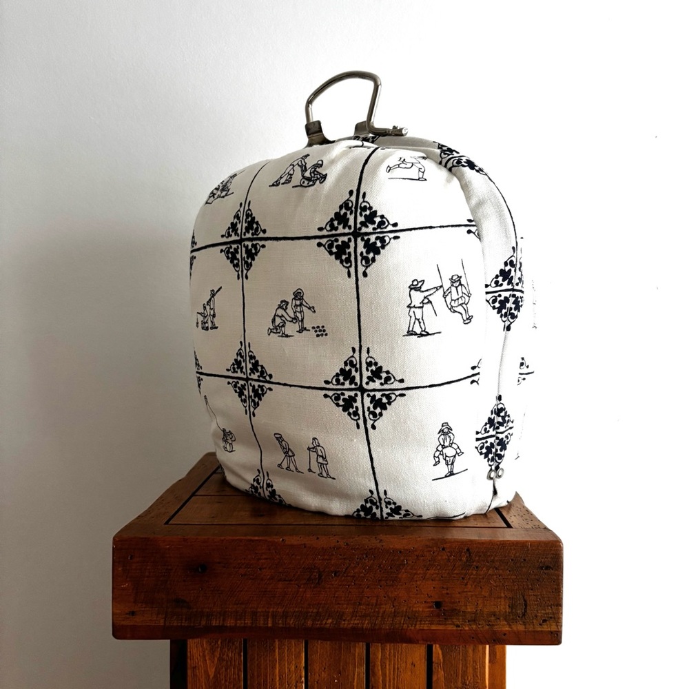 Vintage Delft Tile Fabric Printed Top Handle Cushioned Carry Case - Picture 5 of 16